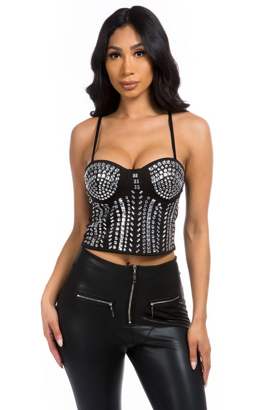 Rhinestone Cropped Top