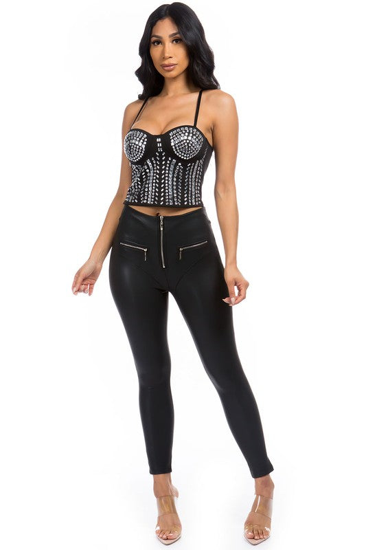 Rhinestone Cropped Top