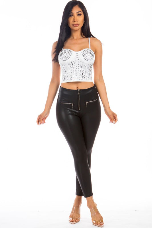 Rhinestone Cropped Top