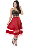 red sheer flare skirt