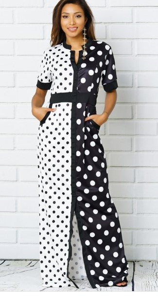 polka dot black & white dress