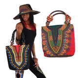 traditional african print beaded tote bag