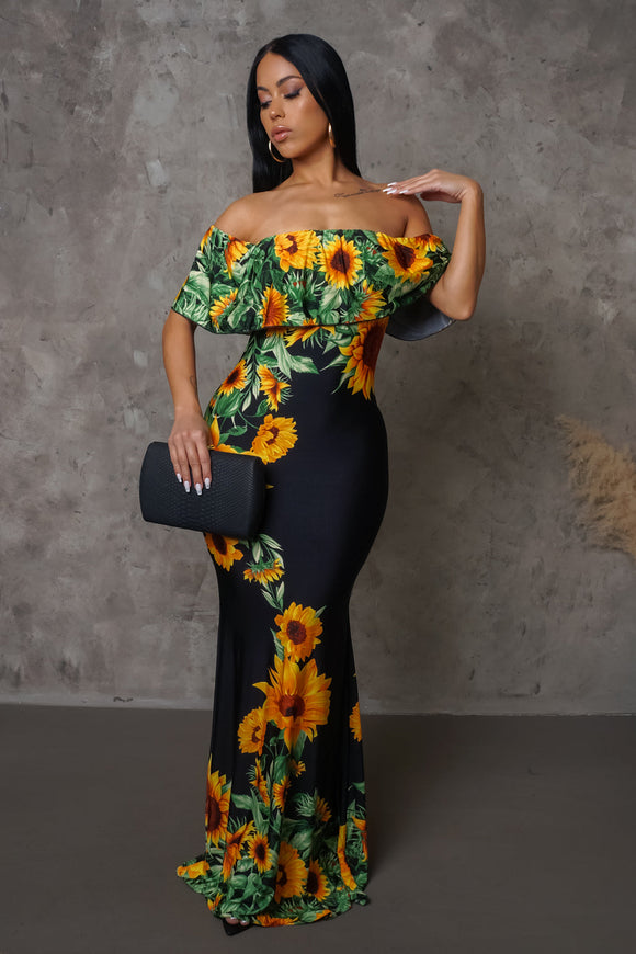 Sunflower Off Shoulder Maxi Dress