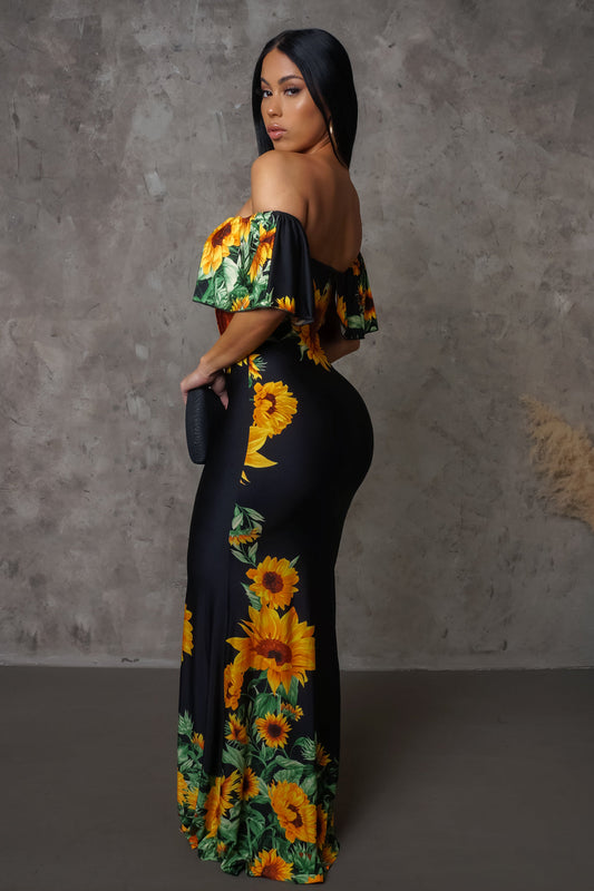 Sunflower Off Shoulder Maxi Dress