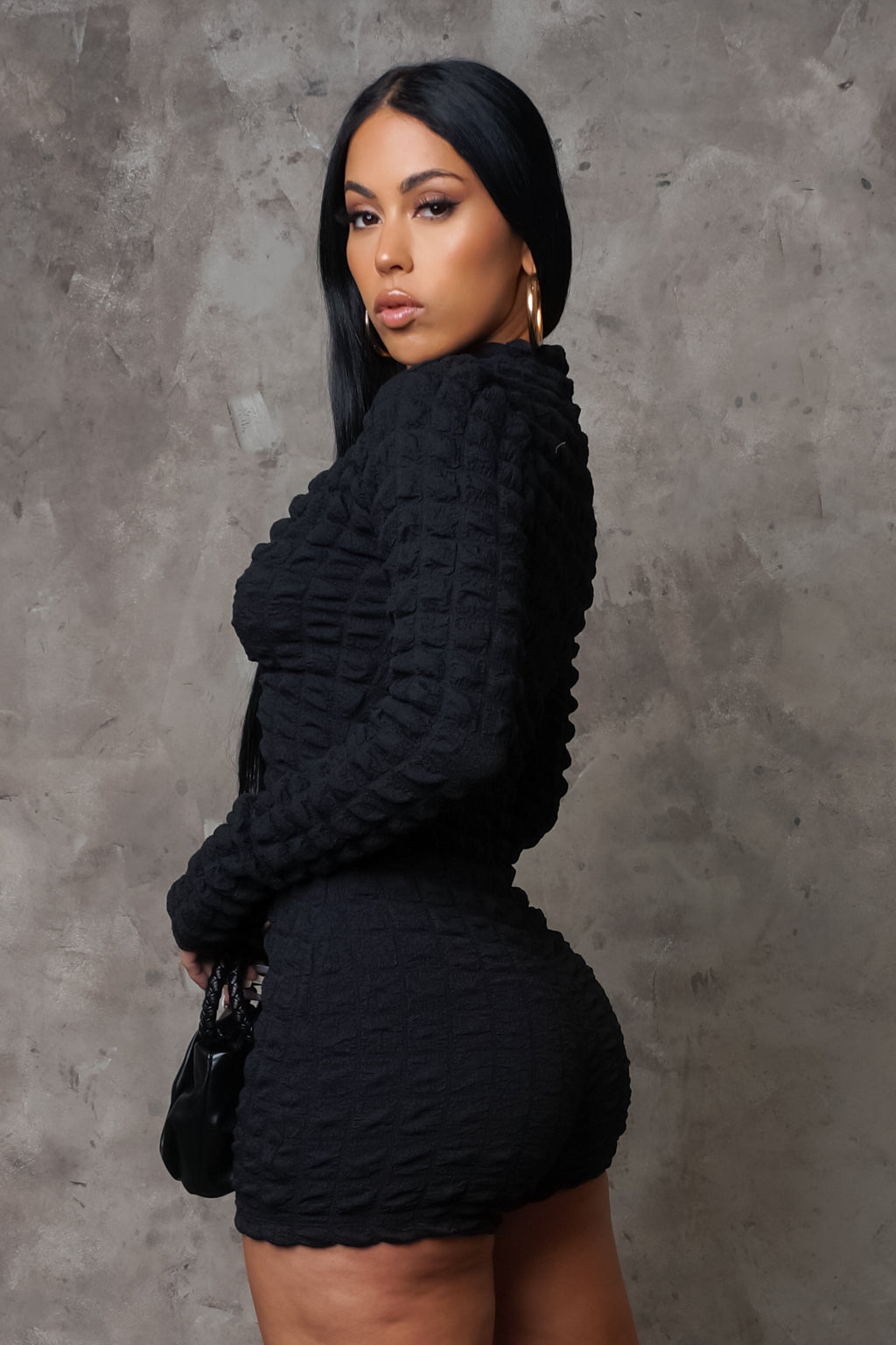 Black Popcorn Romper