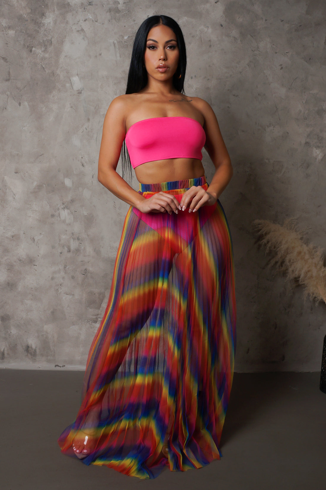 "Sweet Like Sugar" Fuchsia Vacation Swimwear Skirt Set