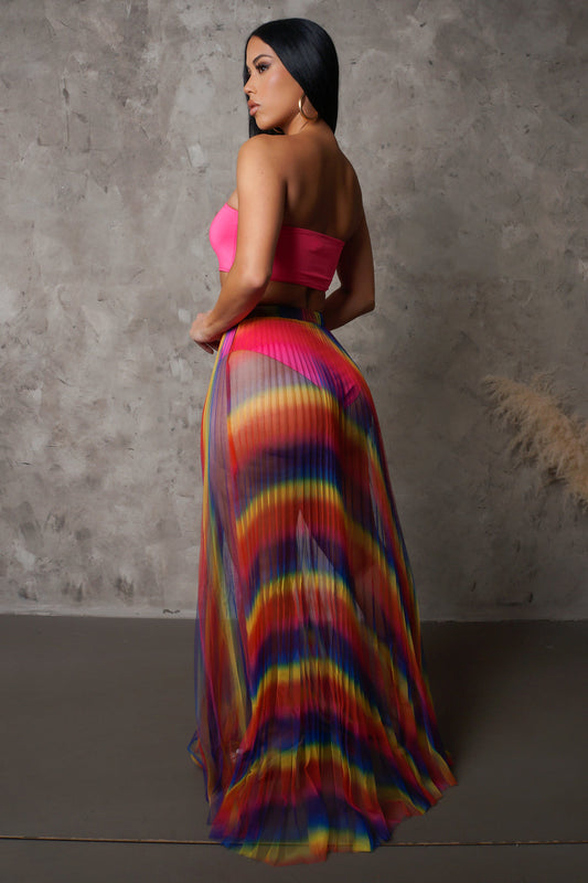 "Sweet Like Sugar" Fuchsia Vacation Swimwear Skirt Set