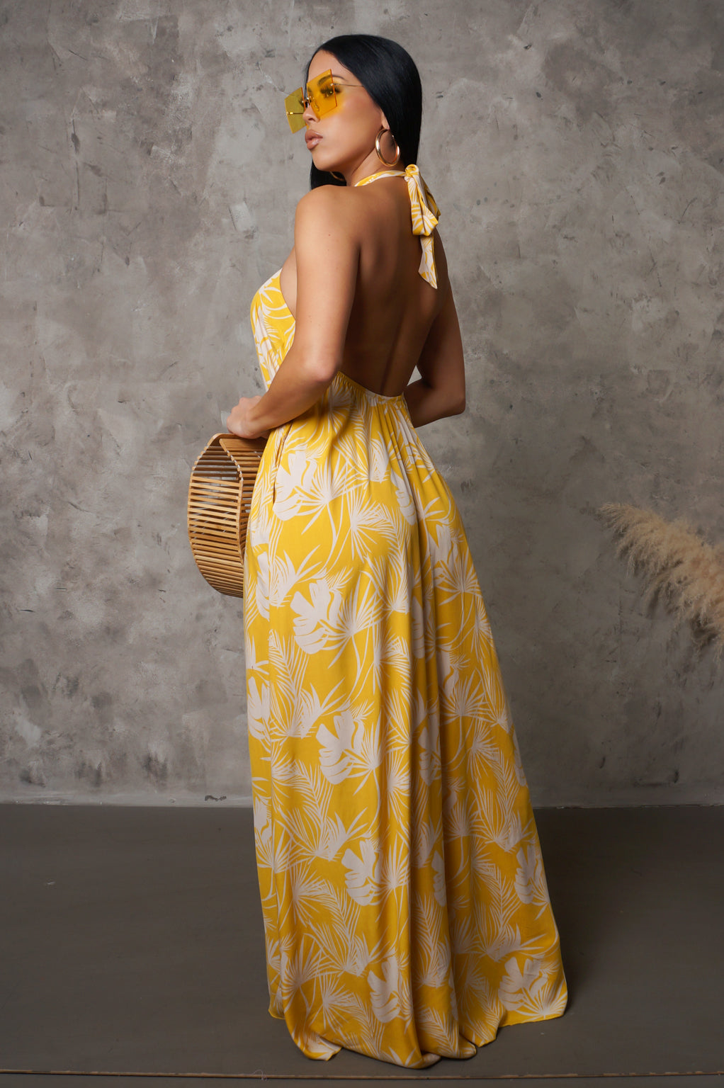 Mellow Yellow Loose Halter Neck Maxi Dress