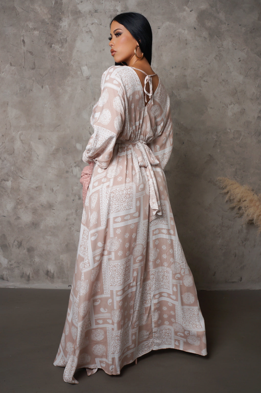 Beige Off Shoulder Maxi Dress