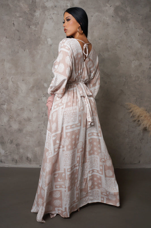 Beige Off Shoulder Maxi Dress