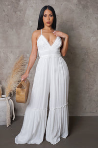 All White Lace Top Wide Leg Jumpsuit