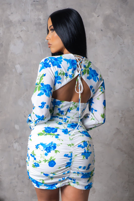 Brunch Lover Blue Green & White Mini Dress