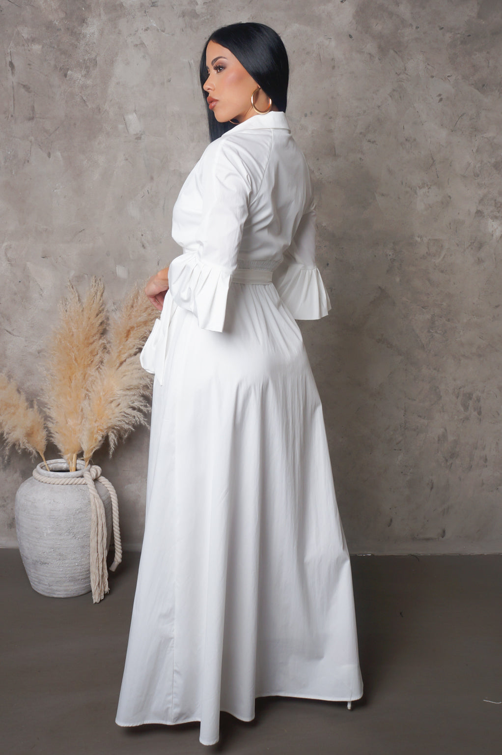 Goddess 3/4 Sleeve Maxi Dress