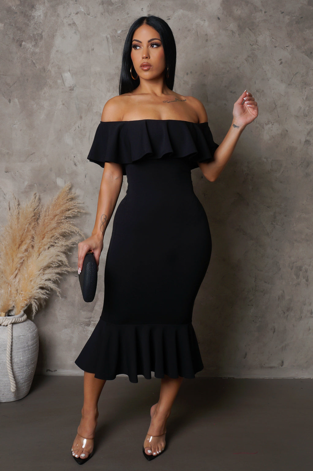 Ruffled Top Bottom Midi Dress