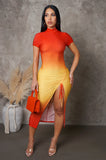 Sunrise to Sunset Midi Ombre Bodycon Dress