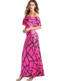 wired geometric off shoulder maxi dress (5 colors)