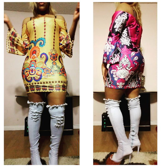 purple off shoulder dashiki dress
