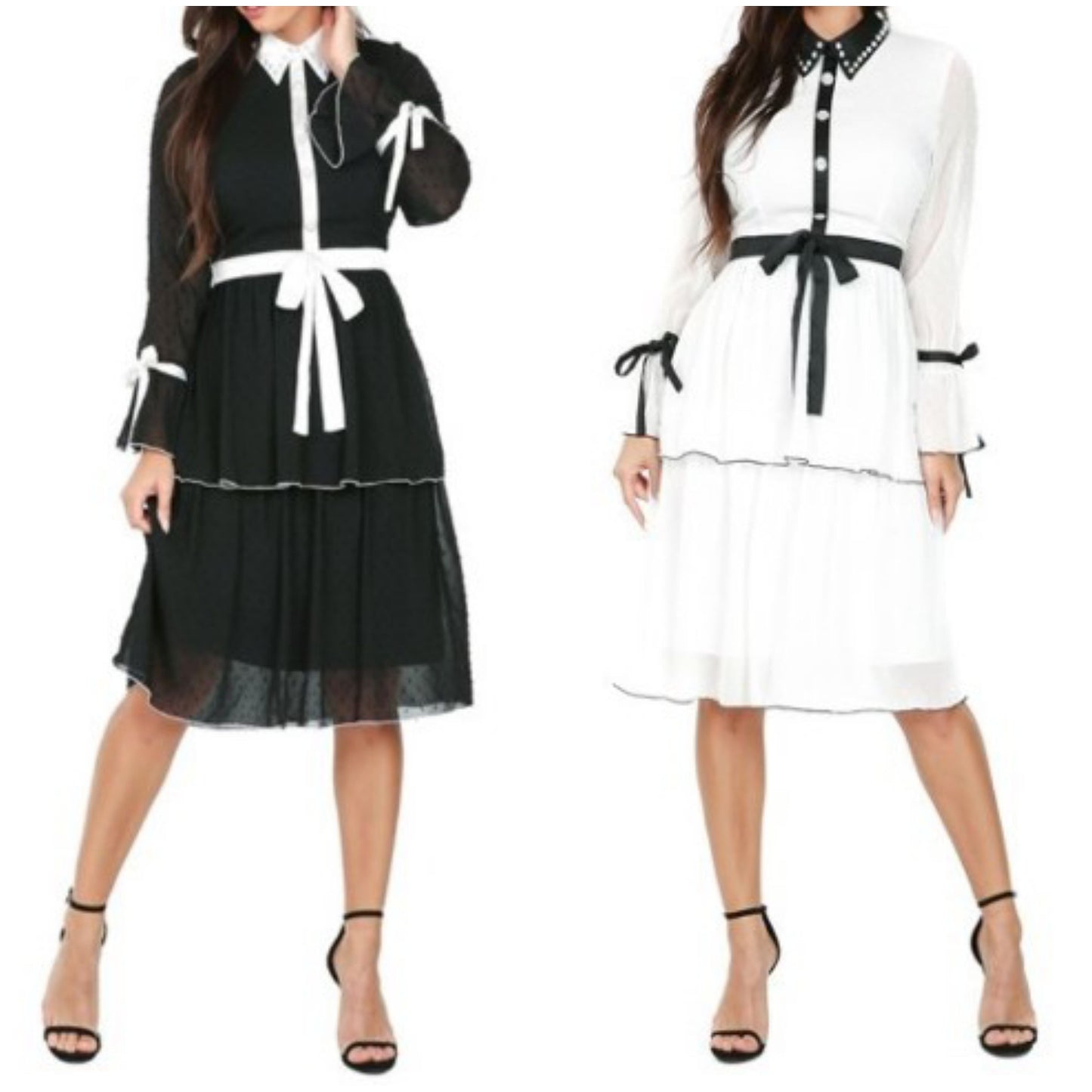 2 color blend classy bowtie dress