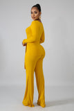 mustard knitted long sleeve top & palazzo set