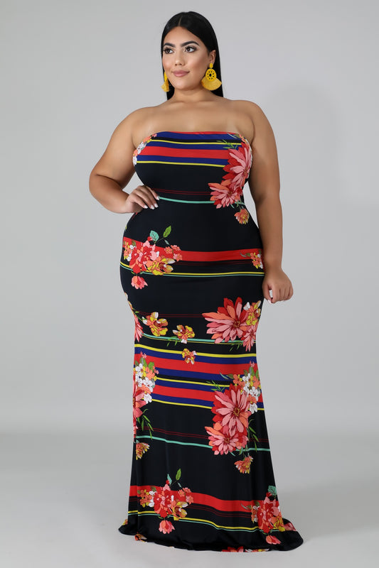 plus size hawaii mermaid maxi tube dress