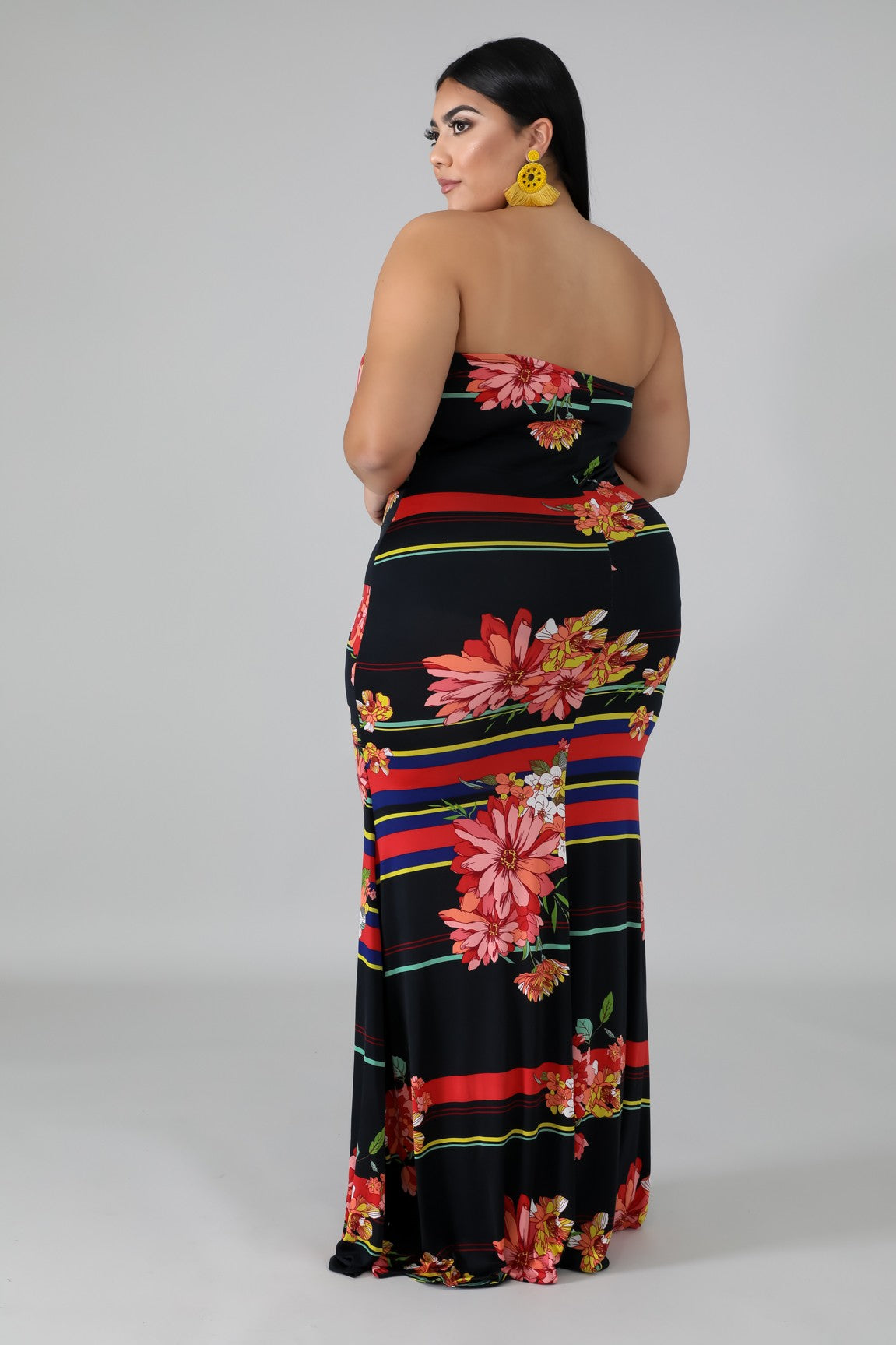 plus size hawaii mermaid maxi tube dress