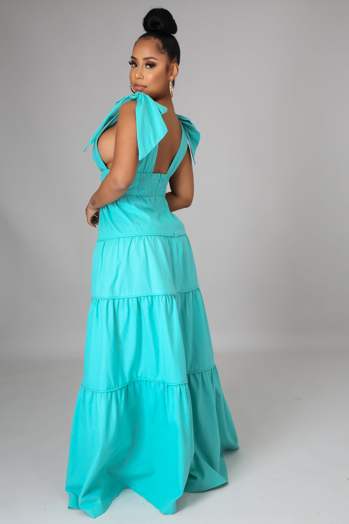 "In the Clouds" Strapped Front Slit Maxi Dress