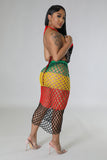 Rasta Reggae Jamaican Crochet Coverup Dress
