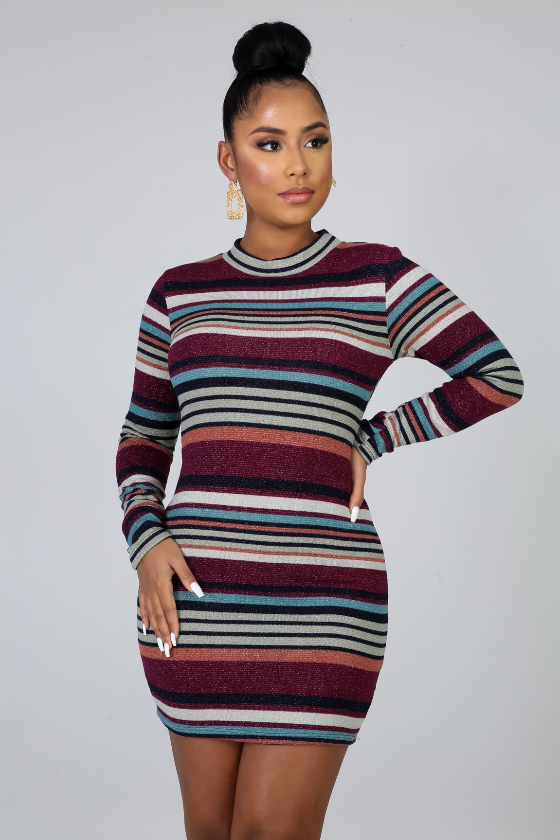 striped up high waist pants & top set