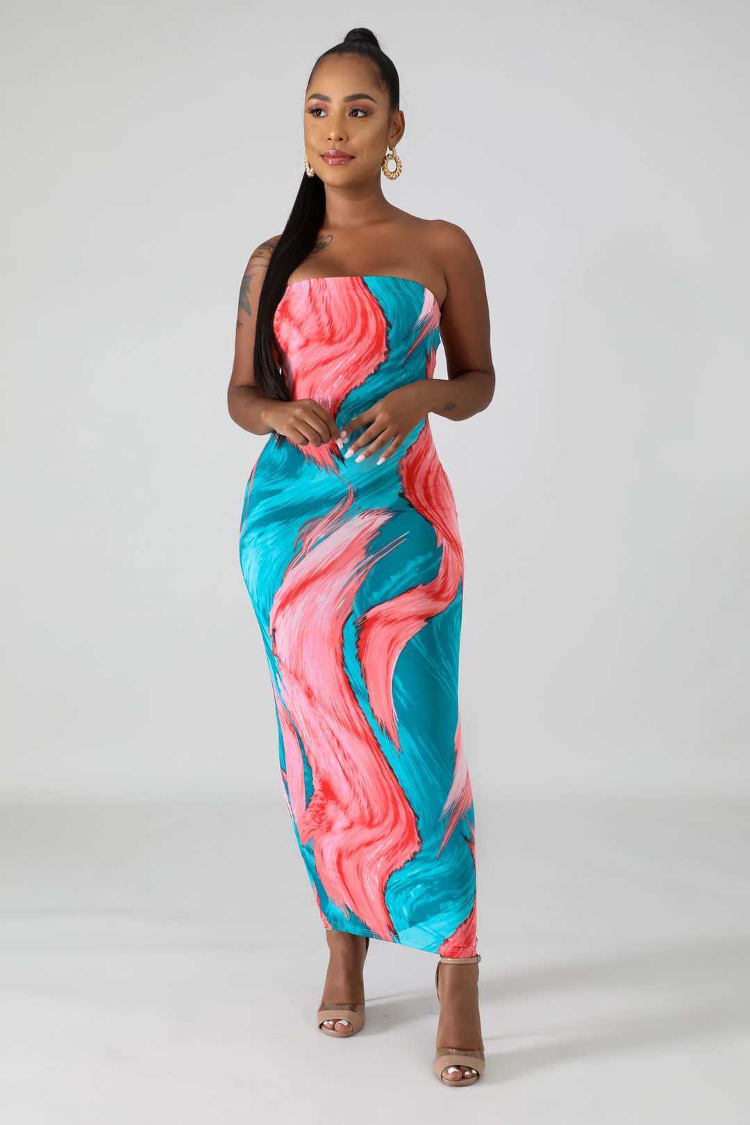 all swirled up bodycon tube midi dress/skirt