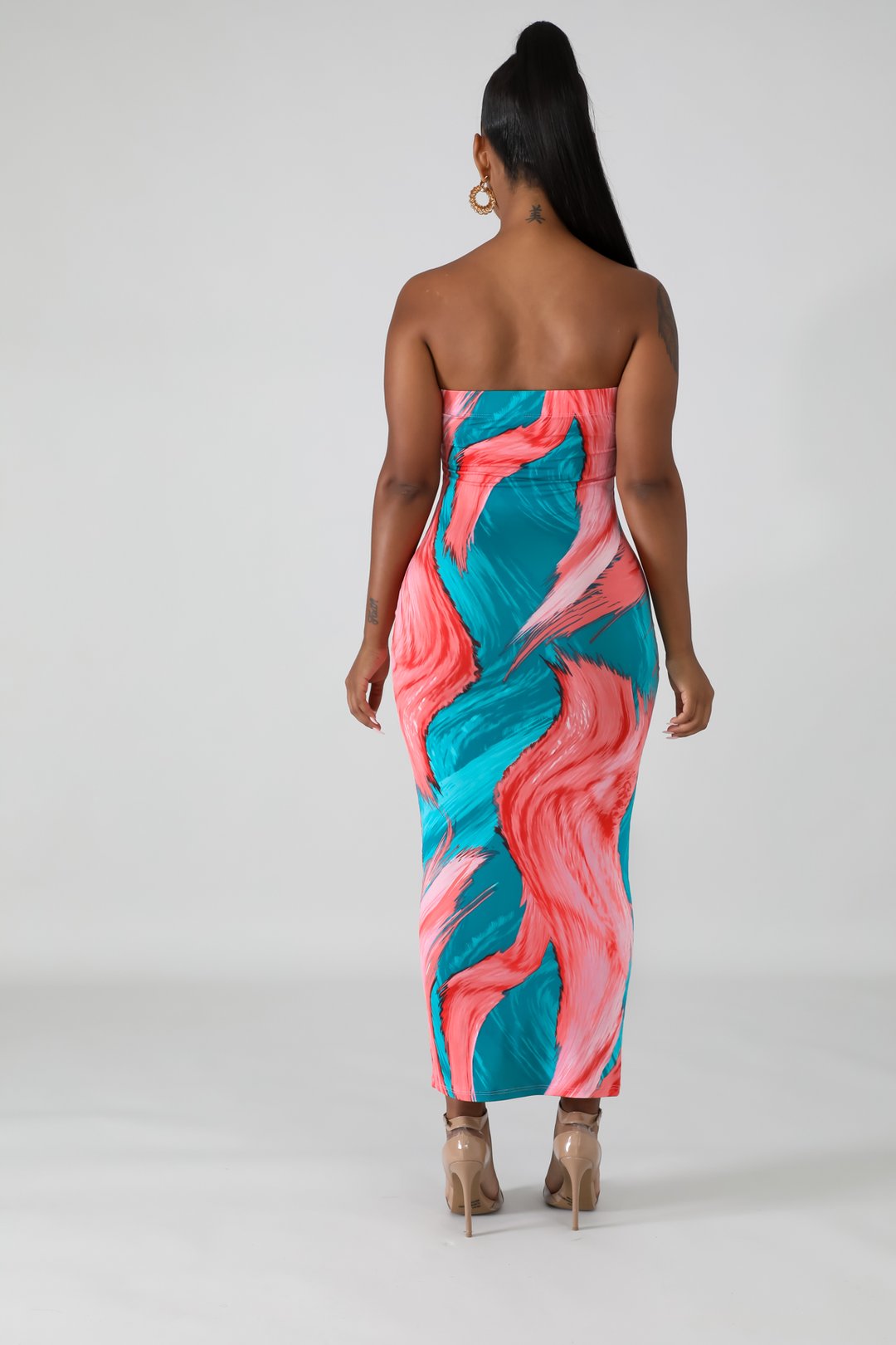 all swirled up bodycon tube midi dress/skirt