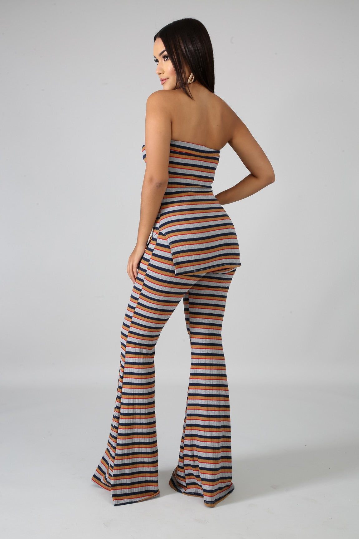 tube striped palazzo pants set