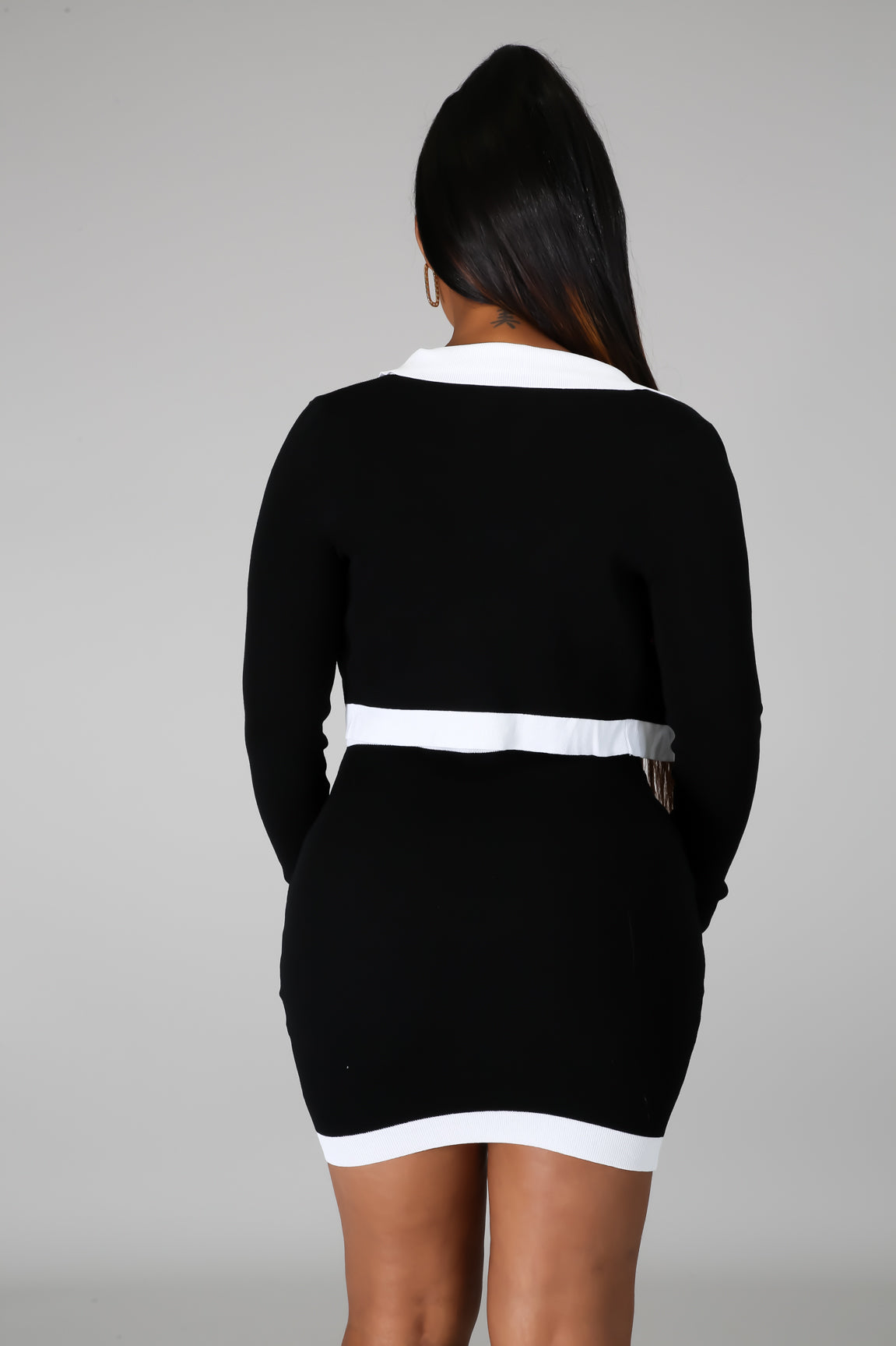 "as if" black & white mini dress & jacket set