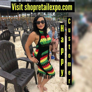 reggae rasta jamaican halter open back beach dress