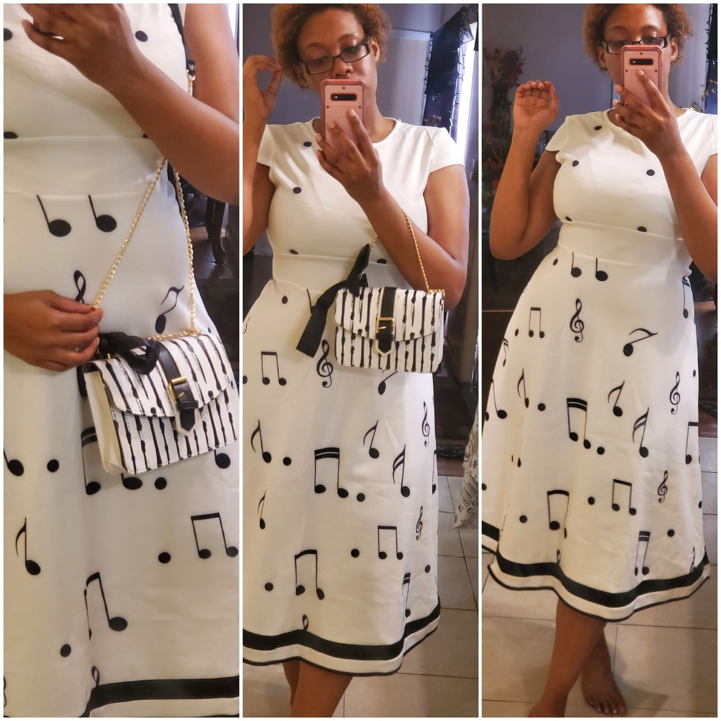 bowknot striped chain bag