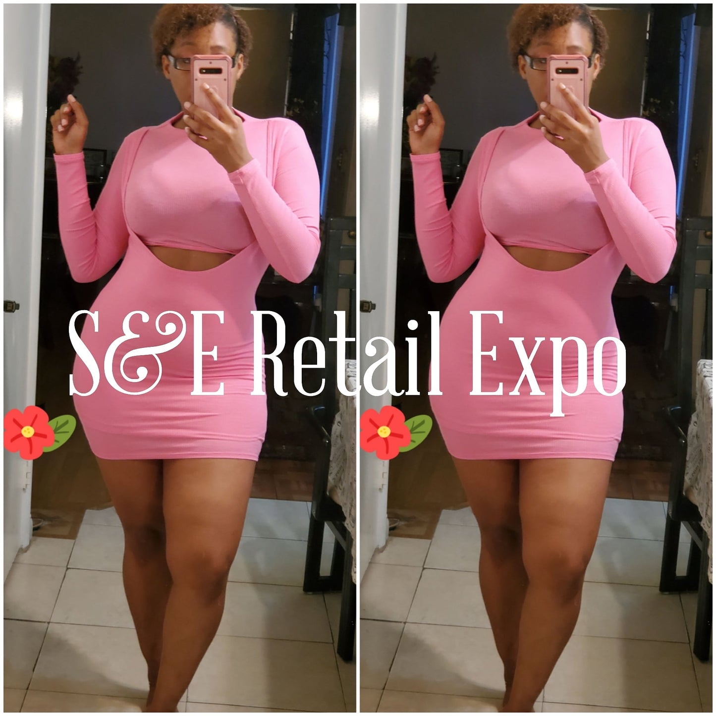 pink suspender bodycon dress