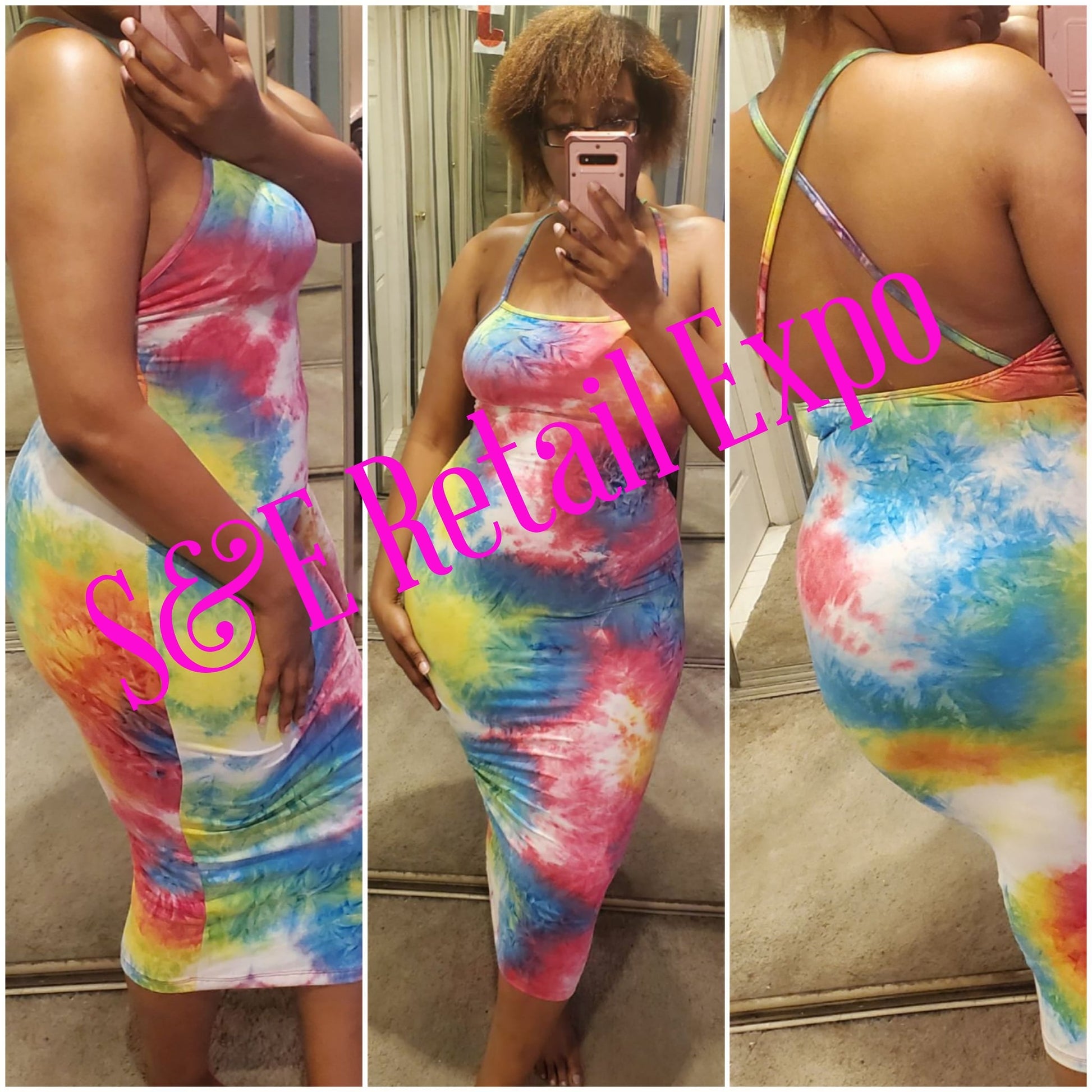 "everything you need" tie dye midi dress
