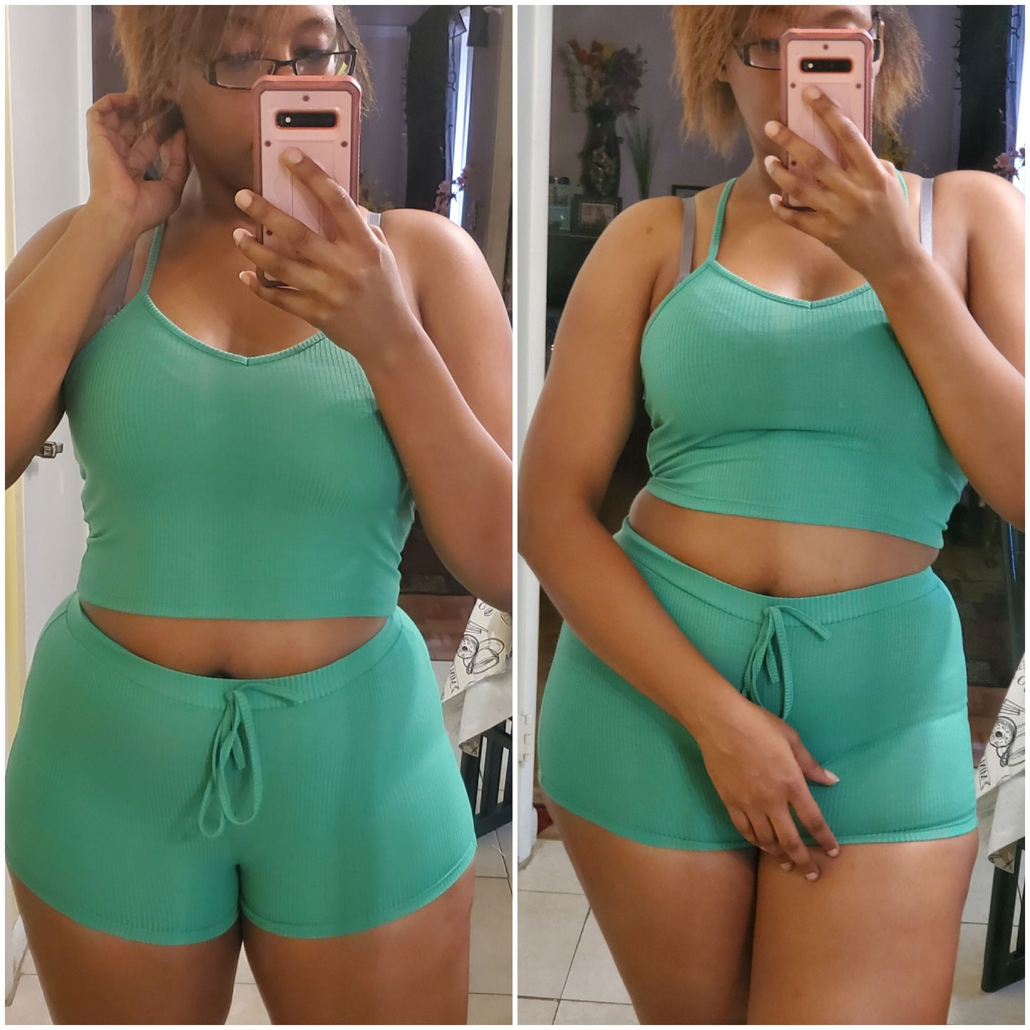 ribbed cropped top & shorts set