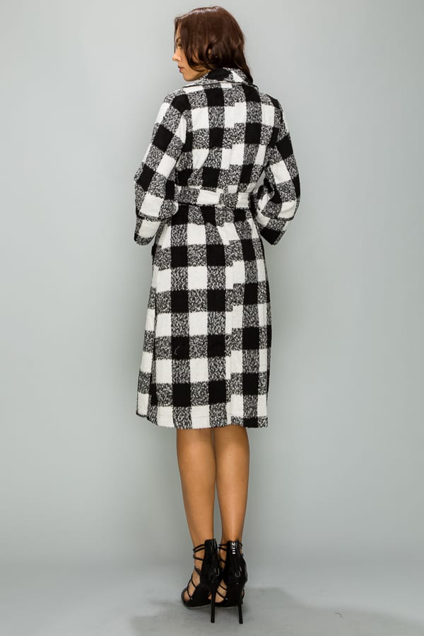 black & white checkerboard coat
