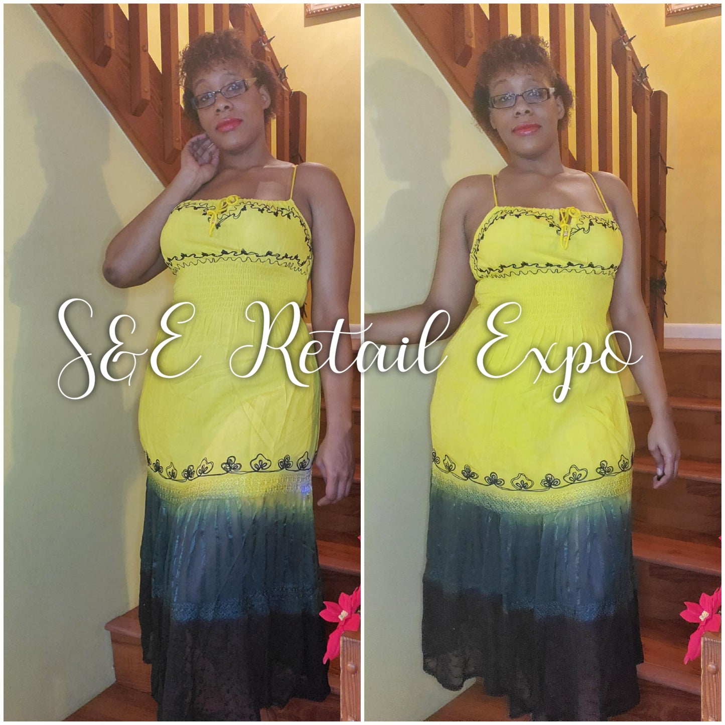 yellow/green mesh bottom dress