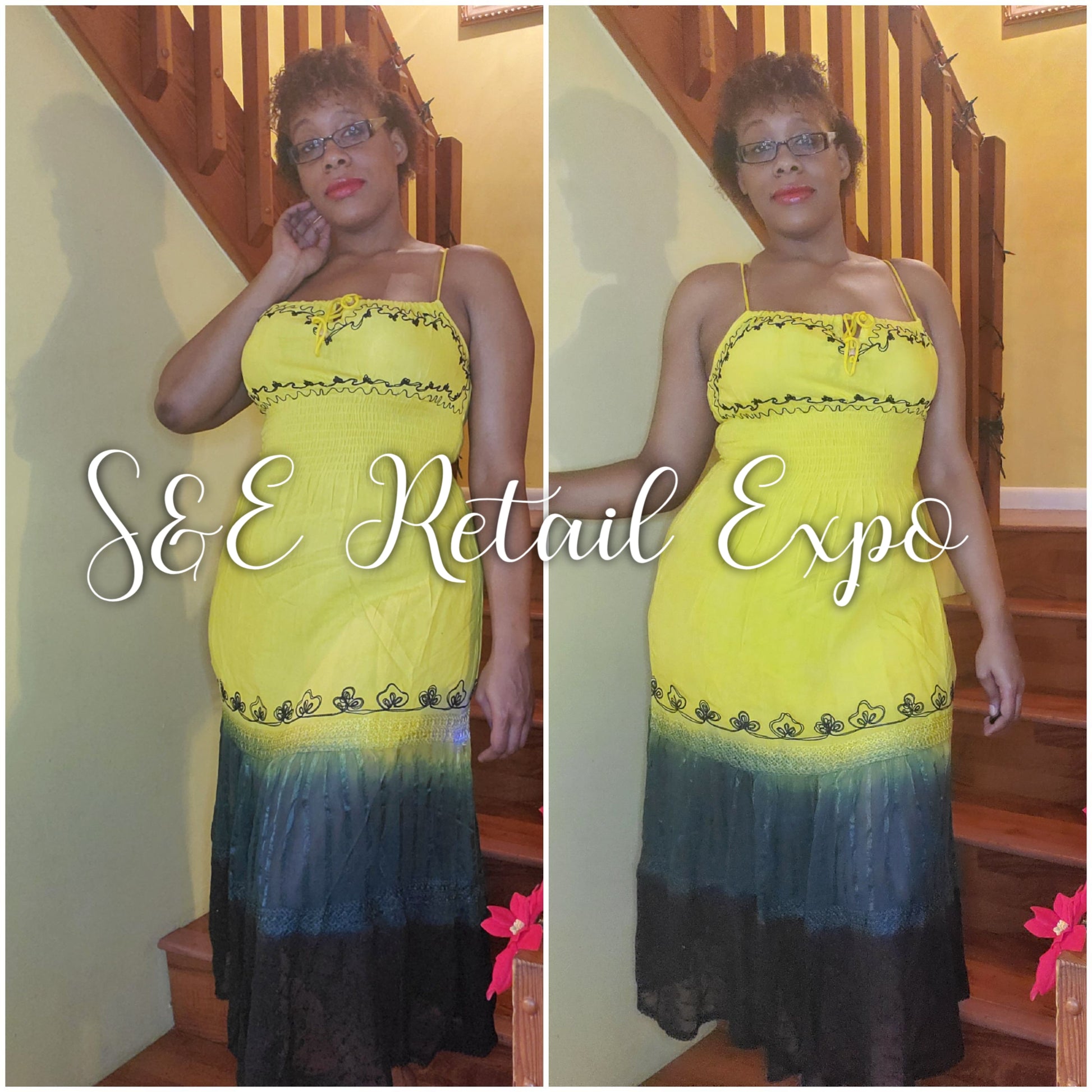 yellow/green mesh bottom dress