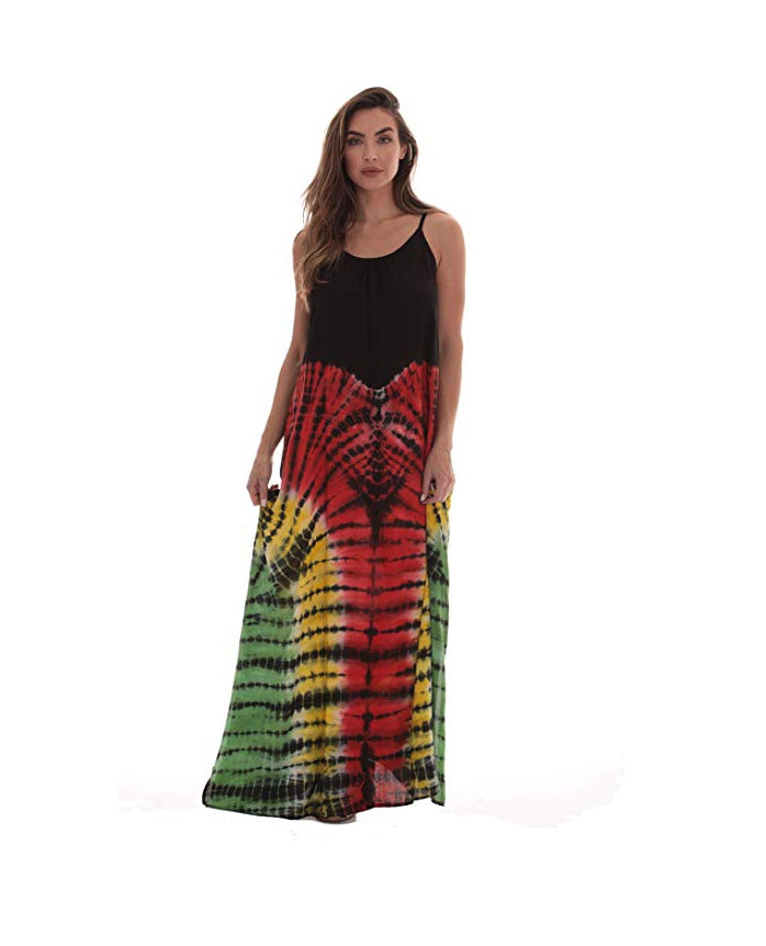 rasta reggae tie dye maxi dress