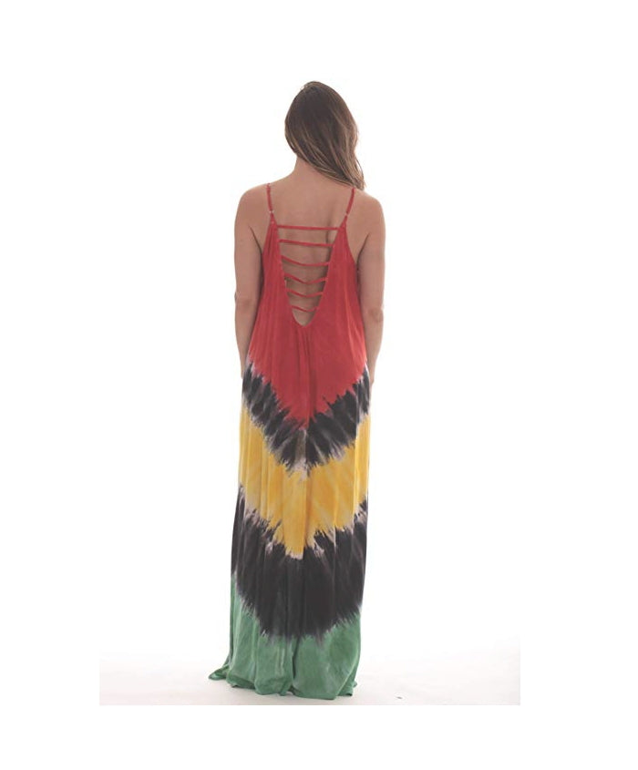 rasta reggae tie dye maxi dress