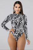 zebra print bodysuit & midi skirt set