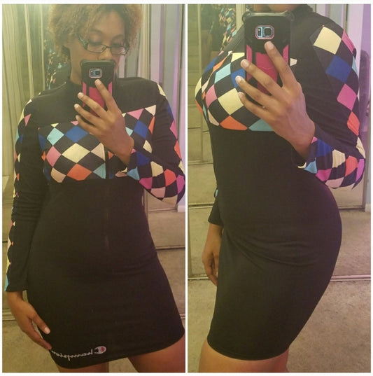 geometric bodycon mini dress