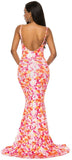 tie dye low back fish tailed maxi dress