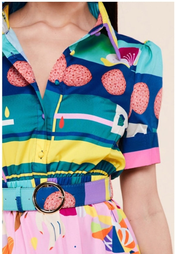 abstract print tiered maxi dress