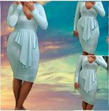 mint cascading front bodycon dress