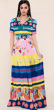 abstract print tiered maxi dress