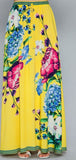 yellow floral printed tassel maxi skirt