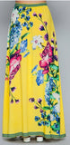 yellow floral printed tassel maxi skirt